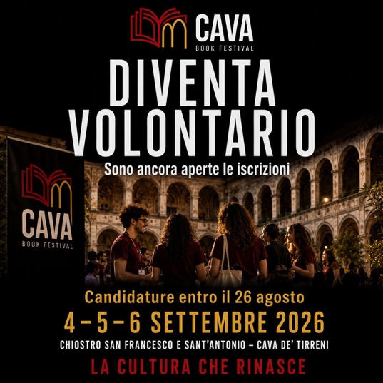 Cava Book Festival: diventa volontario, candidature entro il 26 agosto 2026